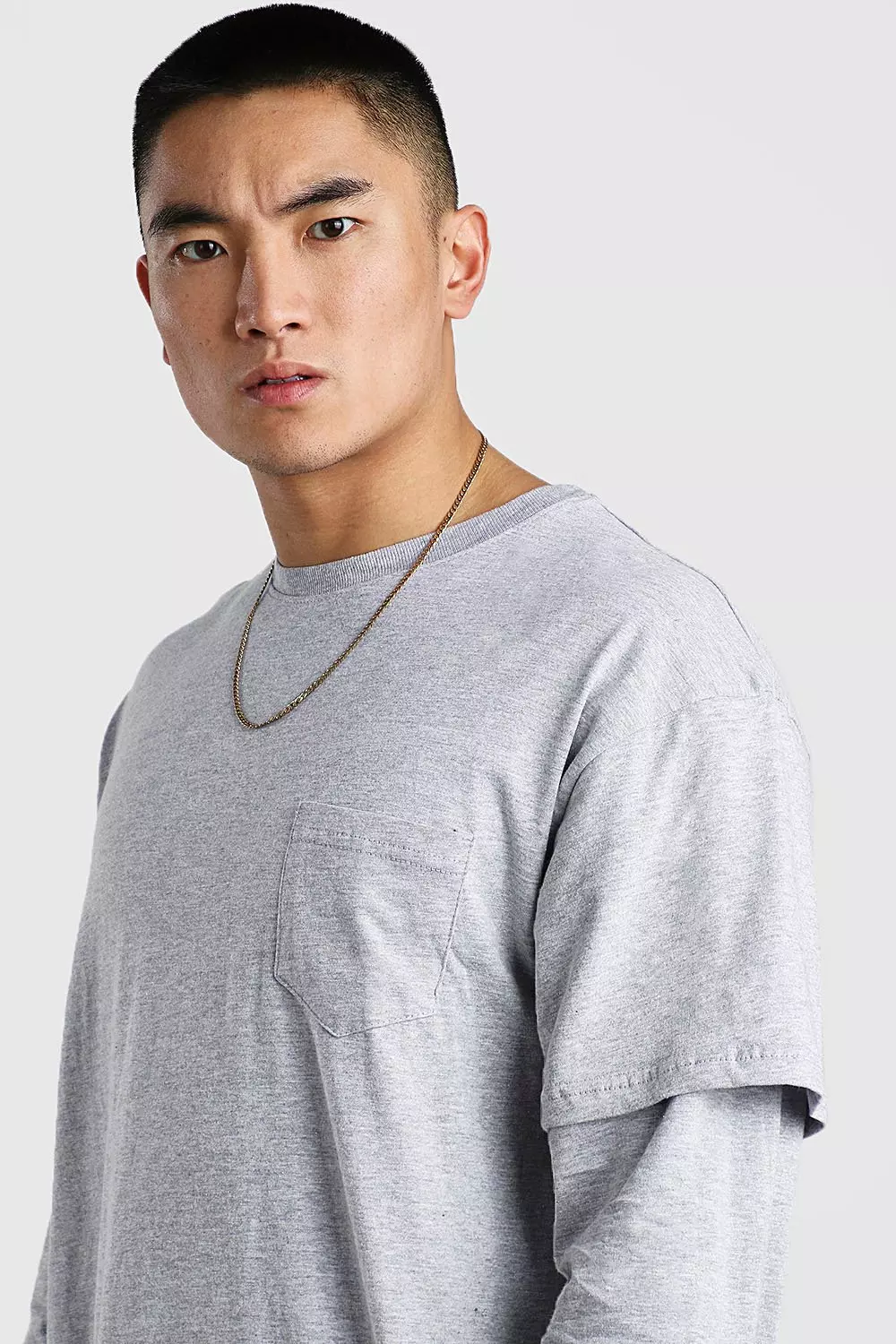 Long Sleeve Layered T-Shirt In Loose Fit | boohooMAN UK